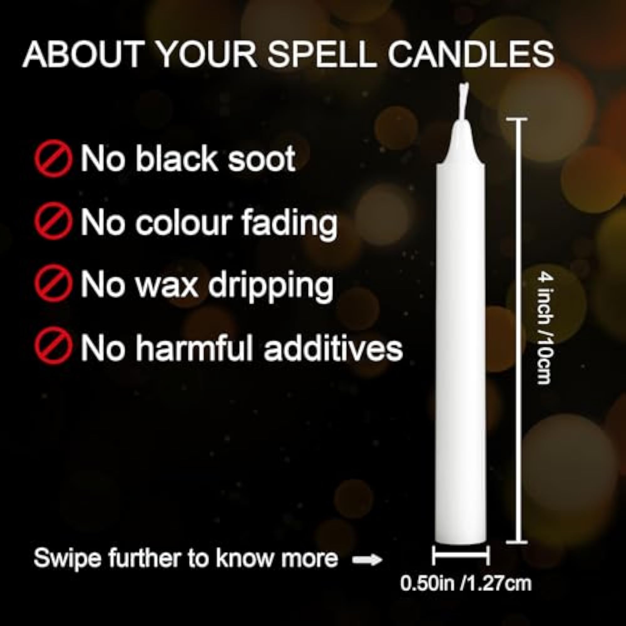20 Pack White Chime Taper Candles, Dripless for Rituals